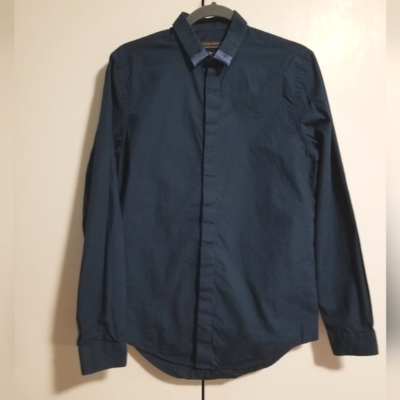 Zara Other - Zara Mens Shirt w Satin Contrast Lapel Corners